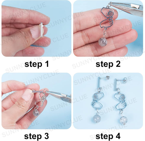 SUNNYCLUE 1 Box 40Pcs 4 Style 304 Stainless Steel Stud Earring Findings with 40 Pcs Stainless Steel Ear Nuts Earring Posts with Loop for Jewelry M...