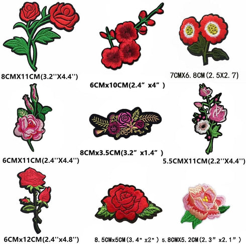 Qingxi Charm 24pcs Assorted Flowers Sewing on/Iron on Embroidered Patches Clothes Dress Hat Pants Shoes Curtain Bag Wallet Sewing Decorating DIY C...