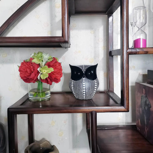 Resin Owl Statue Home Decor - Black Owl Sculpture, Bird Statue, Small Accents for Bedroom, Office, Garden, Bookshelf, TV Stand Figurines(Black)...