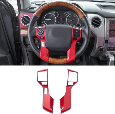 JDMCAR Steering Wheel Moulding Chrome Cover Trim Compatible with Tacoma Accessories 2016-2023, 4Runner 2010-2024,Tundra 2014-2021 (Red, 3+2 Hole)...