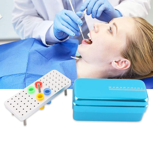 Annhua 60 Holes Dental Bur Blocks with Measurable Cover Autoclavable, Aluminum Burs Case Organizer Disinfection Holder Box for Dental Lab, Dentist...