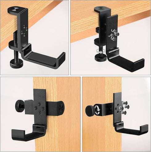 Foldable Headphone Stand Hanger Holder Aluminum Headphone Clamp Hook Under Desk, Save Space Headphone Hanger Holder for Universal Headphones (Lico...