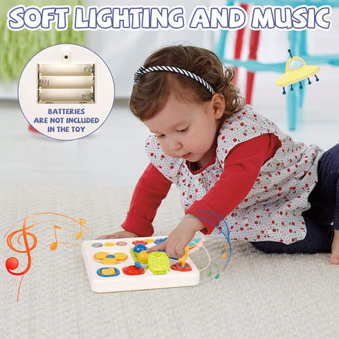 Montessori Busy Board for Toddler Baby Sensory Board with Music and Light,Activity Board for Fine Motor Skills,Baby Busy Board Travel Sensory Toy,...