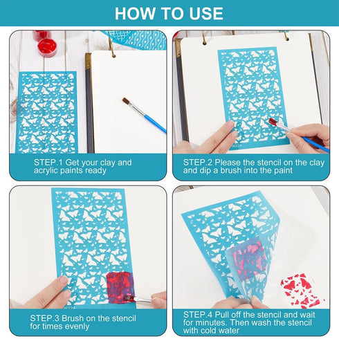 CREATCABIN Flower Silk Screen for Polymer Clay Reusable Silkscreen Printing Working with Clay Earrings Polymer Screen Print on Clay Stencil Tools ...