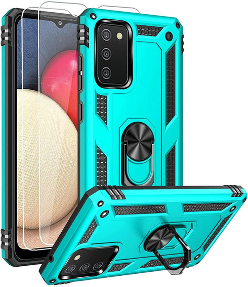for Samsung A02s Case, Galaxy A02s Case with HD Screen Protector, Military-Grade Ring Kickstand Holder Car Mount 15ft Drop Tested Shockproof Cover...