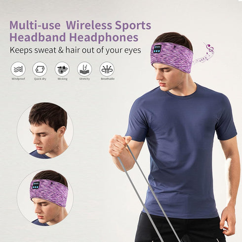 Sleep Headphones, wireless Headband with Zip Pocket Wireless Music Sport Headbands with Ultra-Thin HD Stereo Speakers for Side Sleepers, Meditatio...