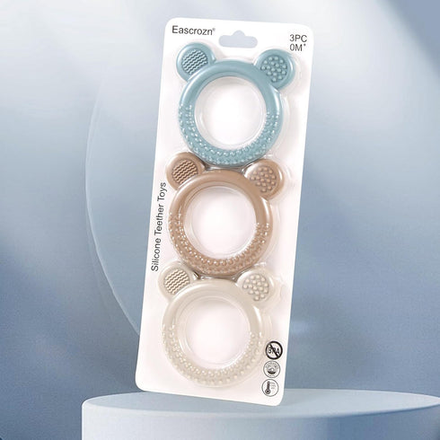 Teething Toys for Babies 0-6 Months, 3 Pack Silicone Baby Toys 6 to 12 Months, BPA Free Soft Textured Teething Relief Soothing Sore Gums Baby Esse...