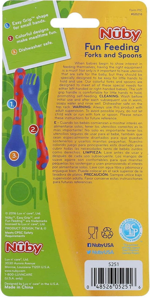 Nuby Fun Feeding Spoons & Forks 2-Pack - yellow/green, one size...