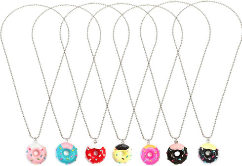 Colorful Mushroom Doughnut Shape Necklace Set Sweet Fresh Food Pendant Beaded Chain Necklace Creative Jewelry Sets for Women...