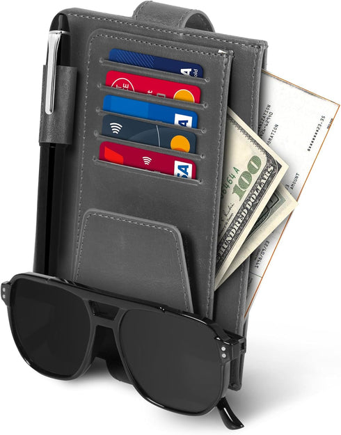Leather Car Visor Organizer – Stylish & Functional Storage for Sunglasses, Cards, and Essentials...