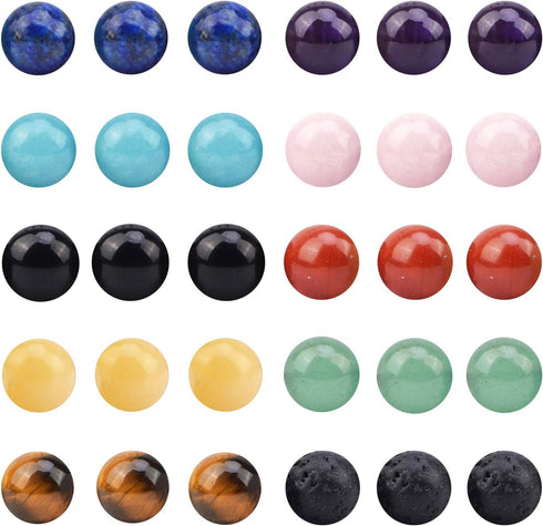 Natural Stone Beads 200pcs Mixed 8mm Round Genuine Real Beading Loose Gemstone Hole Size 1mm DIY Charm Smooth Beads for Bracelet Necklace Earrings...