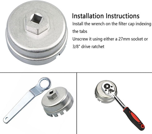 1.8L Oil Filter Wrench Oil Filter Cap Removal Tool 64mm 14 Flute Compatible with Toyota Lexus Prius Scion CT200h for 1.8L 4 Cylinder Engine with C...