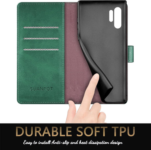 SUANPOT for Samsung Galaxy Note 10+/10 Plus 6.8" with RFID Blocking Leather Wallet case Credit Card Holder, Flip Folio Book Phone case Cover for W...