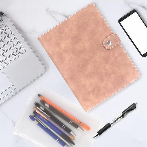 A5 Binder 6 Ring PU Leather Binder Notebook Soft Cover - Refillable Notebook A5 Planner Binder with Binder Pockets, Dividers, A5 Refill Paper, Lig...