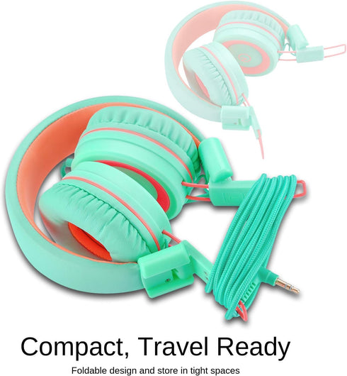 noot products Kids Headphones K11 Foldable Stereo Tangle-Free 5ft Long Cord 3.5mm Jack Plug in Wired On-Ear Headset for iPad/GiveAbay Kindle,Fire/Bo...