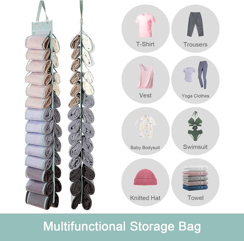 Legging Organizer Storage, T-Shirt Organizer, Hanging Closet Organizer, Hanging Clothes Organizer with 26 Roll Compartments for Yoga Pants, Tank T...