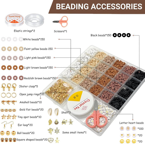 Bracelet Making Kit, 6 Color 4000pcs Neutral Clay Beads Bracelet Making Kit for Adult, Heishi Beads for Jewelry Making, Clay Beads for Friendship ...