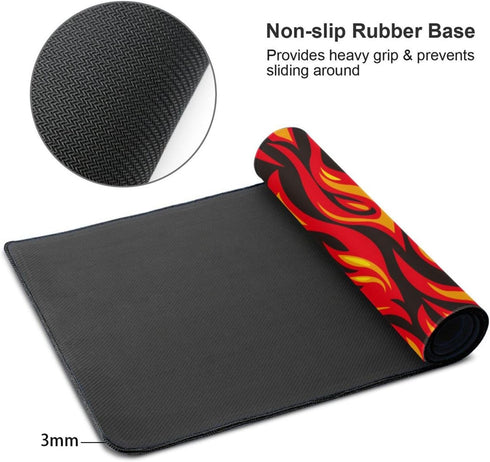 Cool Fire Novelty Mouse Pad Gaming XL Large Mousepad Desk Mat Long Extended Big Keyboard Pads Table Accessories for Gaming and Office Pc Laptop Co...