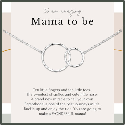 HOPE LOVE SHINE New Mom Necklace – Pregnancy Gift for Expecting Mom, First Time Mom Jewelry – Sterling Silver/Gold Double Circle Pendant with Gift...