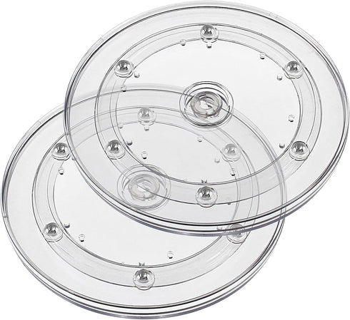 Jersvims 2Pcs 4 Inch Acrylic Turntable Platter, Transparent Turntable Organizer Round Rotating Plate for Kitchen Pantry Cabinet Desk Rack Spice Ca...