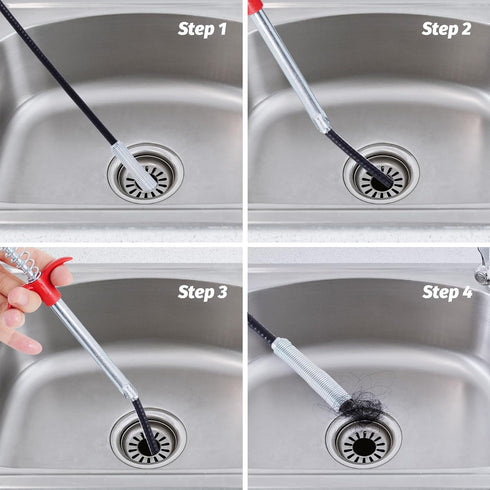 61 Inch Flexible Grabber Claw Pick Up Reacher Tool With 4 Claws Bendable Sink Snake Hair Drain Clog Remove Tool Pickup Reaching Tool for Litter Pi...