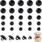 PH PandaHall 300pcs Black Crafts Eyes, 5 Sizes Animal Eyes Round Domed Buttons Black Mushroom Eyes Sewing Shank Button Solid Eyes for Crochet Pupp...