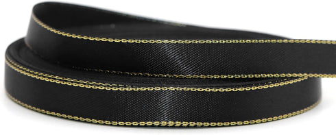 David accessories 3/8 Inch x 20yds Satin Ribbon with Gold Edge Ribbons Perfect for Crafts, Wedding Decor, Bow Making, Sewing, Gift Package Wrappin...