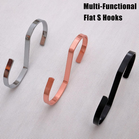 16-Pack 4 Inch Flat S Shape Hooks Heavy-Duty Chrome Finish Hanging S Hooks for Kitchenware, Pots, Utensils, Plants, Towels, Gardening Tools, Cloth...