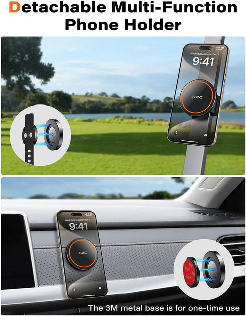 A2C for Magsafe Golf Cart Phone Mount Holder, Magnetic Phone Mount with Adjustable Strap for Golf Cart Railing, Portable Golf Cart Accessories, Co...