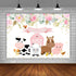 Lofaris Pink Farm Animals Birthday Backdrop - Barnyard Theme Background for Little Princess Birthday Party Decorations - Cute Farmhouse Flower Gir...