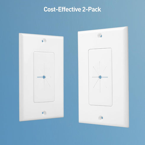Cable Matters 2-Pack 1-Gang Wall Cable Pass Through Wall Plates with Flexible Rubber Grommet, Cable Wall Plate, In Wall Cable Management Solution ...