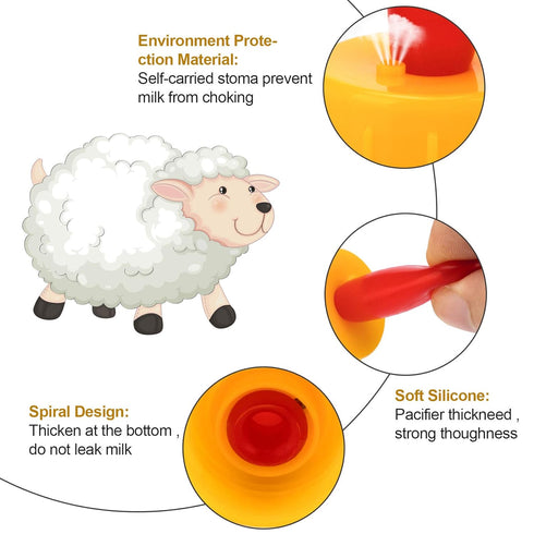 PAGOW 10PCS Nipple for Goats, Small Animal Milk Drink Nipple, Soft Rubber Pacifier for Nursing Lambs and Goat Kids...