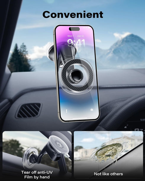 OQTIQ for MagSafe Car Mount, Mini Suction Cup Car Phone Mount for Car Dashboard Windshield, Magnetic Phone Holder for iPhone 15 14 13 12 Pro Plus ...
