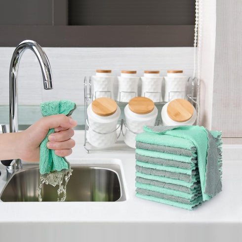 12 Pack Kitchen Cloth Dish Towels, Soft Premium Dishcloths, Highly Absorbent Multi-Purpose Dust and Stain Removal Cleaning Supplies for Kitchen Ca...