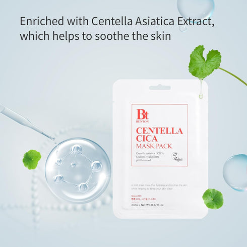 BENTON Centella Mask Pack(10 Sheets) - Korean Skin Care Face Mask with Centella Ampoule & Hyaluronic Acid Serum | For Face Dry & Sensitive...