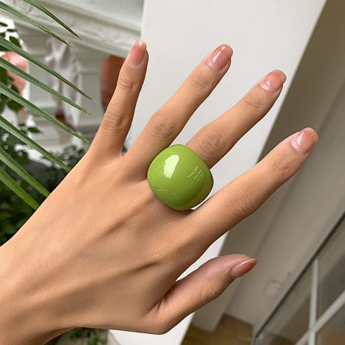 Colorful Chunky Acrylic Wide Band Rings Set,Resin Chunky Knuckle Finger Rings Stackable Rings Y2K Jewelry for Women...