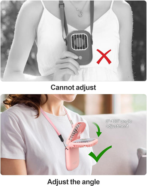 F-color Mini Handheld Fan Portable - Personal Fan Rechargeable Mini Fan USB Operated Cooling Fan Folding Power Bank Neck Travel Beach Summer Offic...