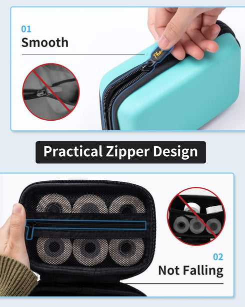 Memoking T02 Hard Storage Case - Compatible with Phomemo D30, SUPVAN E10, NIIMBOT D11, JADENS D110 and More, with Zipper Mesh Pocket, Waterproof S...