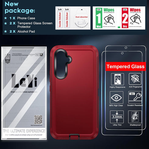 LeYi for Samsung A54 5G Case: with 2 PCS Screen Protector, Heavy Duty 3 in 1 Samsung Galaxy A54 5G Case, Military Grade Shockproof Phone Case Cove...