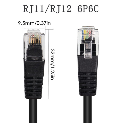 QIANRENON RJ11/RJ12 6P6C Panel Mount Waterproof Connector CAT3 RJ12 Male to Female Outdoor Telephone Line Socket,IP67 Waterproof,for Telephone Com...
