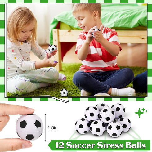 48 Pcs Soccer Party Favors Supplies, 12 Soccer Silicone Bracelet 12 Soccer Drawstring Treat Bag 12 Mini Soccer Stress Ball and 12 Soccer Keychains...