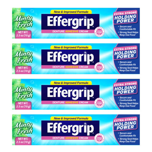 Denture Adhesive Cream, Extra Strong Holding Power, 2.5 oz. (Pack of 4)...