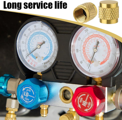 2pcs 1/4 Flare Caps, Round Brass with Neoprene O Ring Seal 7/16-20UNF Thread Flare Tube Fitting Stop Valve Cap for Air Conditioner Pipe Gas Line H...