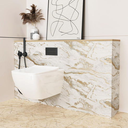 Matte Beige/Gold Marble Contact Paper for Countertops Vinyl Waterproof Peel and Stick Wallpaper for Cabinet Backsplashes Self Adhesive Countertop ...