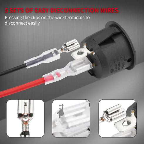 DaierTek ON Off Round Rocker Switches SPST 20mm Mini 12 Volt DC Mini Circle Toggle Switch 12V for Car Automotive RV 2 Pin Switch 120V Wired KCD1-5...
