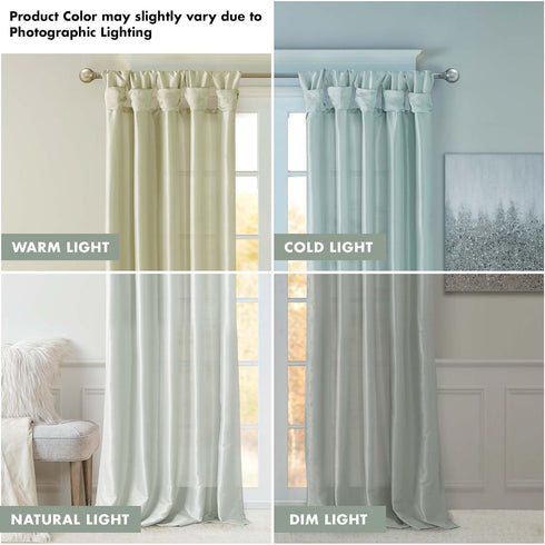 Madison Park Emilia Faux Silk Single Curtain with Privacy Lining, DIY Twist Tab Top, Room Darkening Window Drape for Living Room, Bedroom and Dorm...