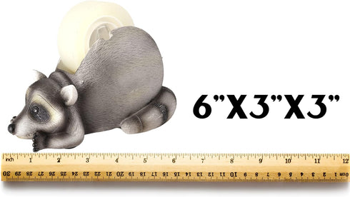 Novelty Tape Dispenser, Raccoon Office or Cubicle Desk Accessory, 6 Inches...