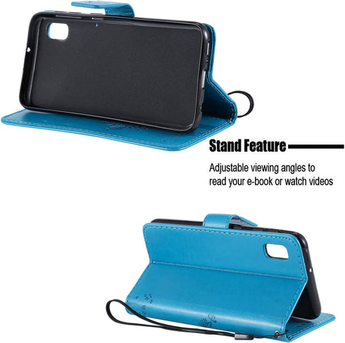 for Samsung Galaxy A10e Wallet Case with Screen Protector,Galaxy A10e PU Leather Protective Case Emboss Love Tree Cat Folio Magnetic with Card Hol...