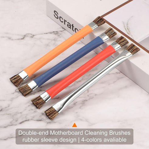 Double-Head Phone Motherboard IC Cleaning Brush 12x15mm Bristles Hair Anti-Static ESD Brush Cleaner for Computer Phone, Blue + Red...