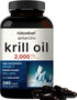 Antarctic Krill Oil 2000mg Supplement, 240 Softgels, 3X Strength Natural Source of Omega-3s, EPA 240mg + DHA 160mg + Astaxanthin 800mcg – No Fishy...